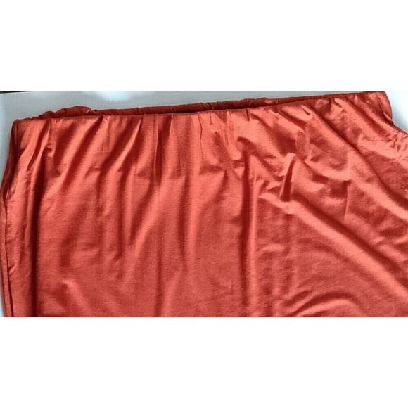 Olivia Blu Skirt Size 1X Orange Drawstring Ruched Sides Stretch Mini To Knee - Picture 5 of 6